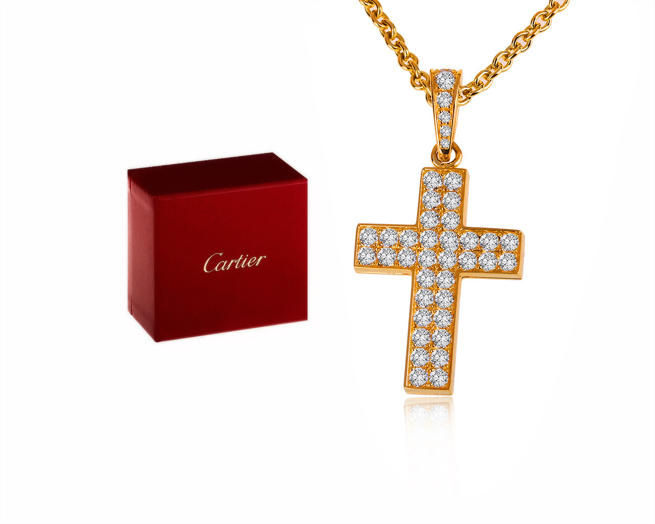Оригинальный золотой кулон с бриллиантами 1.50ct Cartier