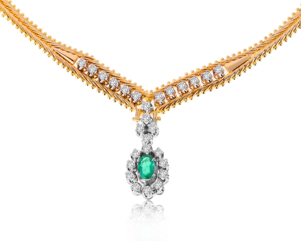 Великолепное золотое колье с изумрудом 0.25ct 151120/9