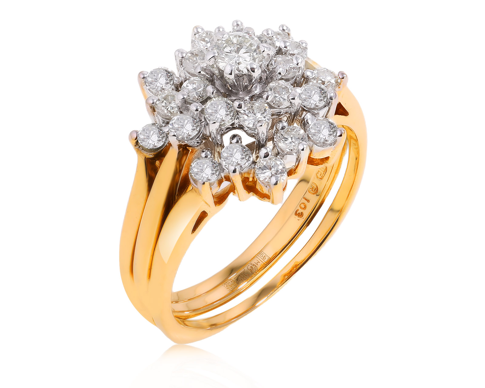 Оригинальное золотое кольцо с бриллиантами 1.03ct JTC