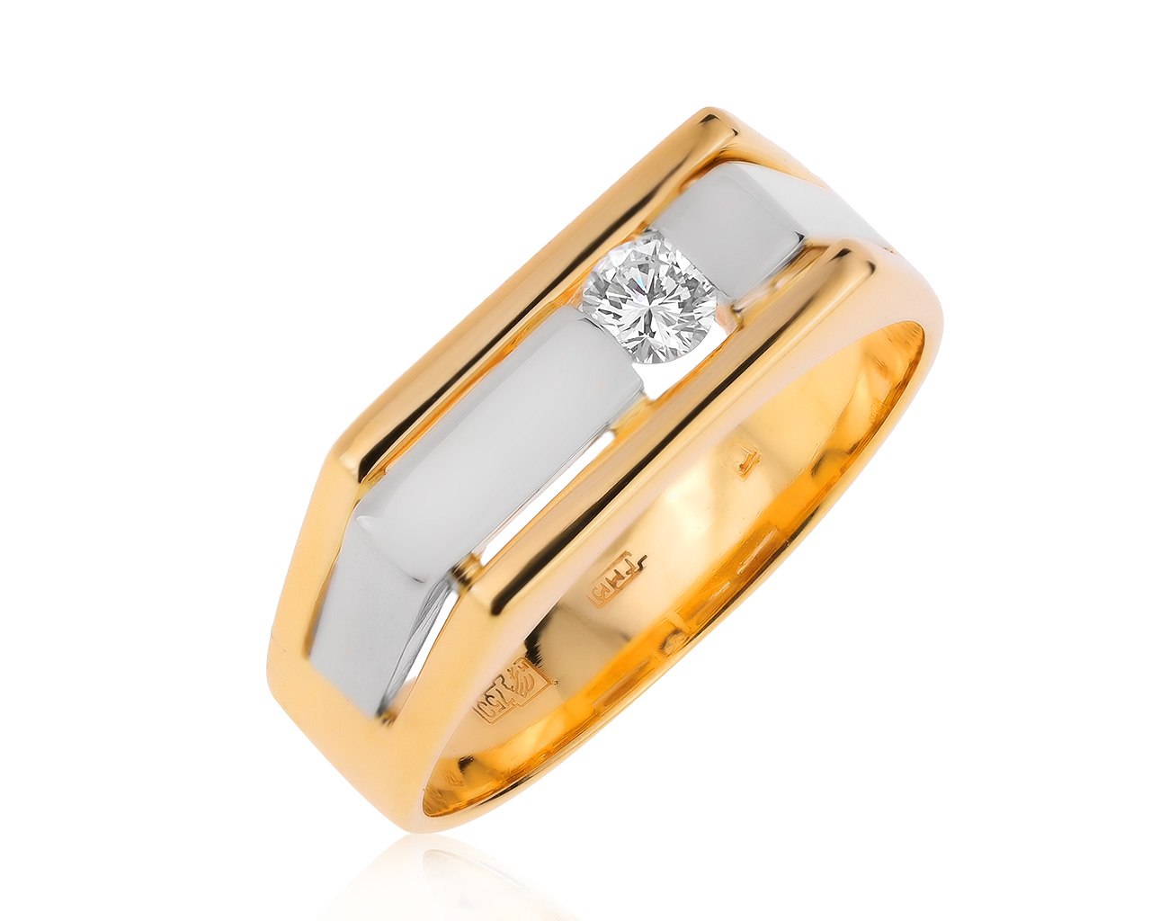 Достойное золотое кольцо с бриллиантом 0.26ct