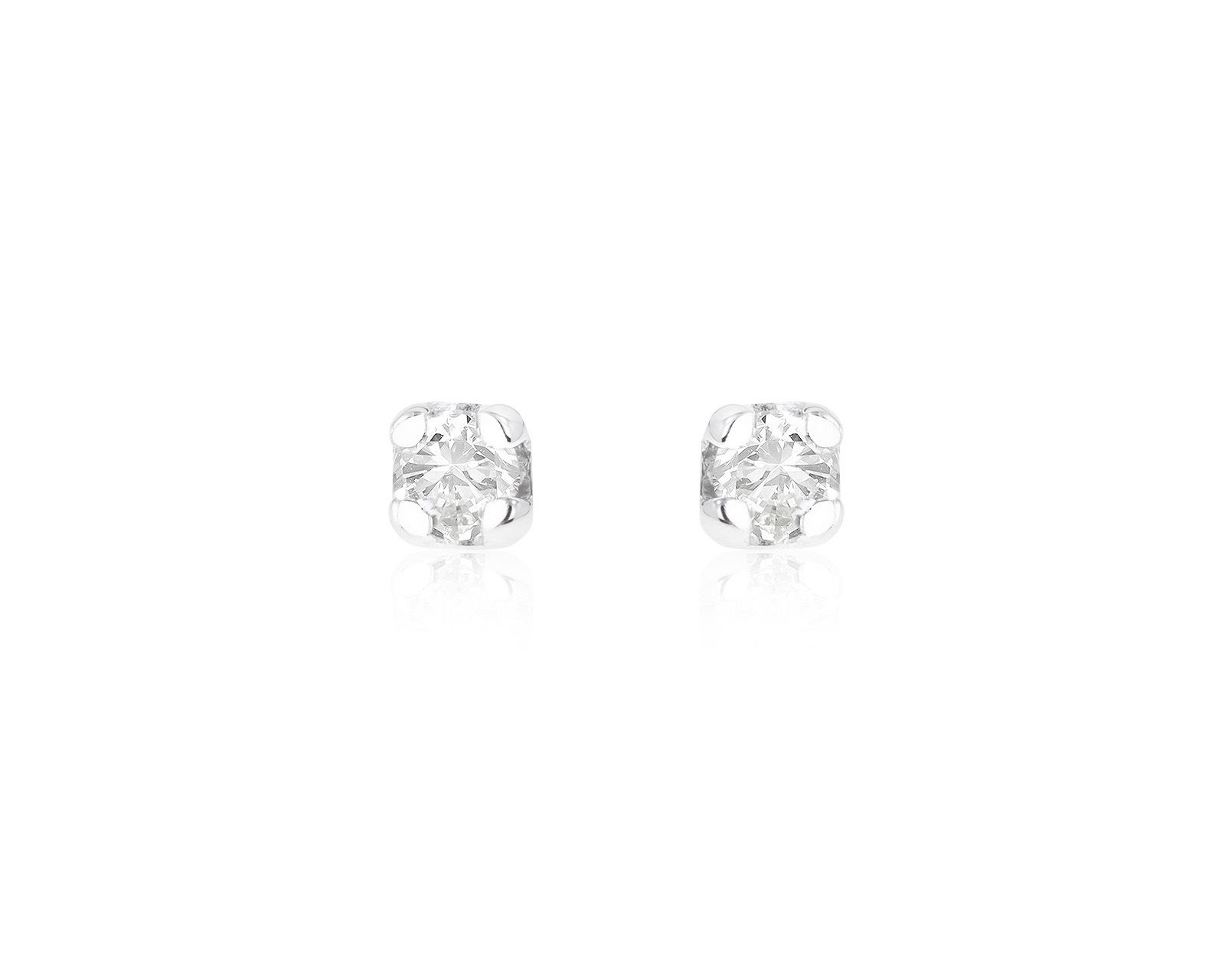 Миниатюрные золотые серьги с бриллиантами 0.13ct