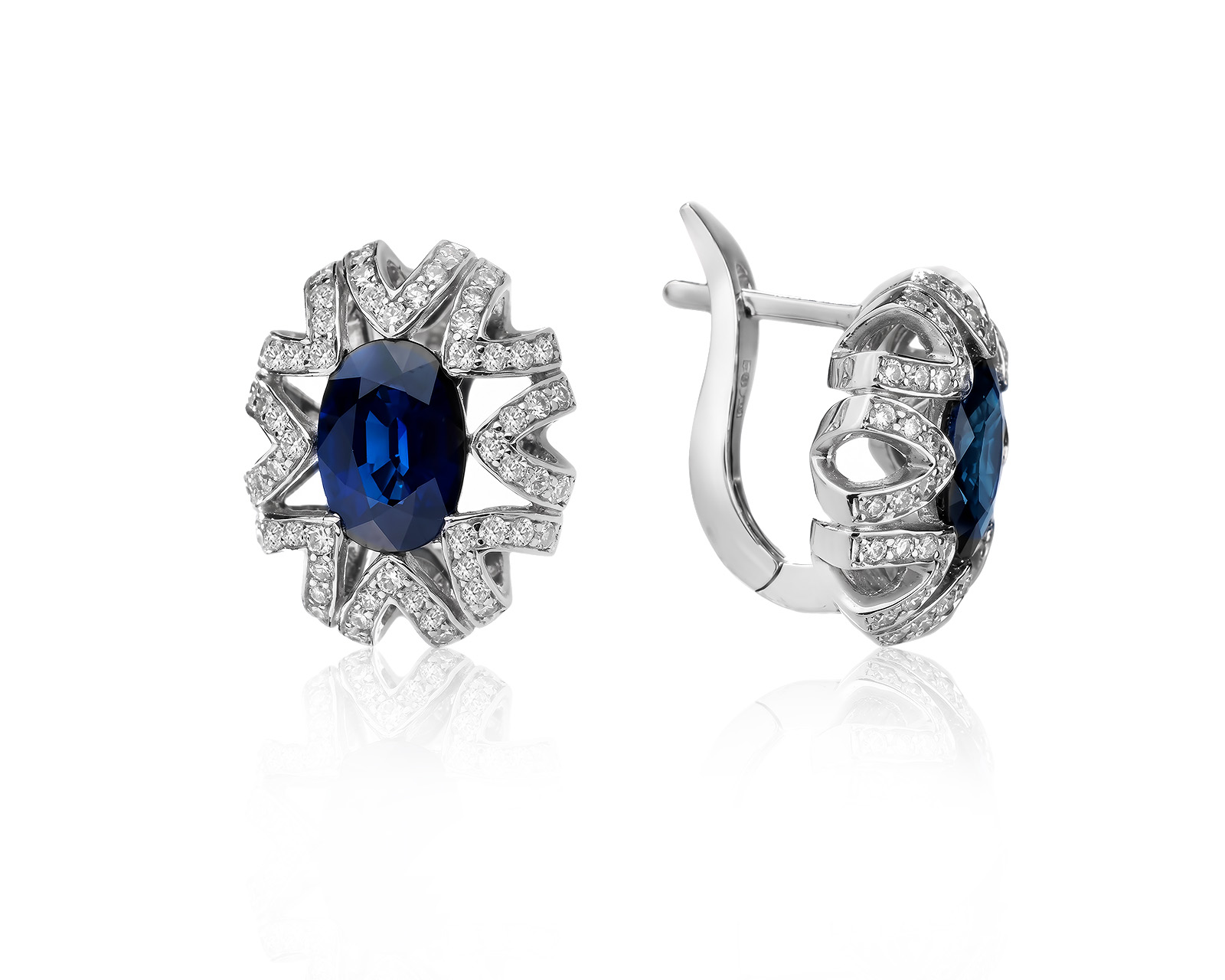 Оригинальные золотые серьги с сапфирами 2.90ct Lykov`s Jewellery