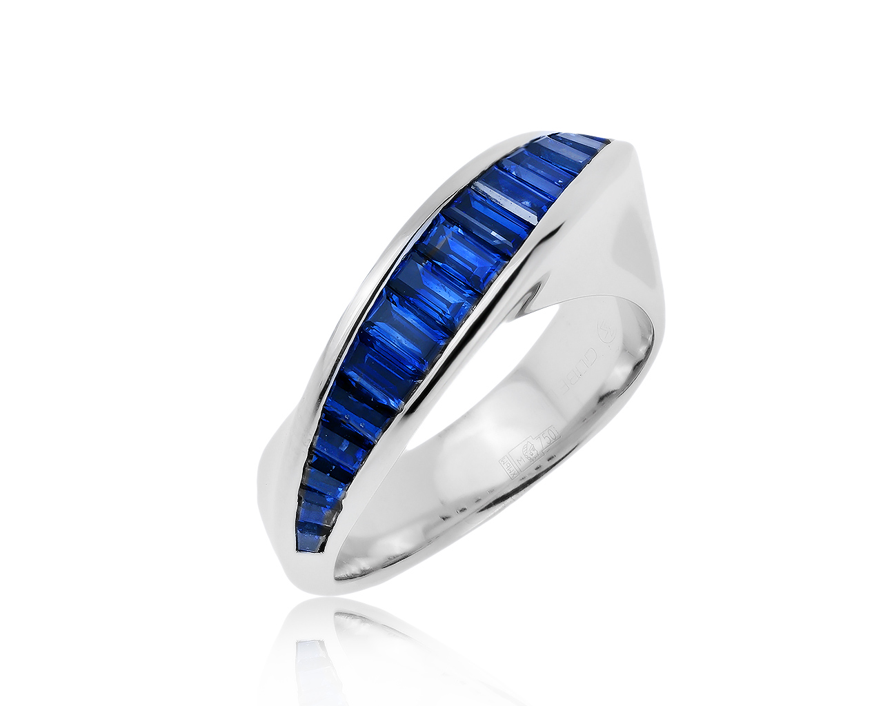 Оригинальное золотое кольцо с сапфирами 1.35ct Gubelin 140320/6
