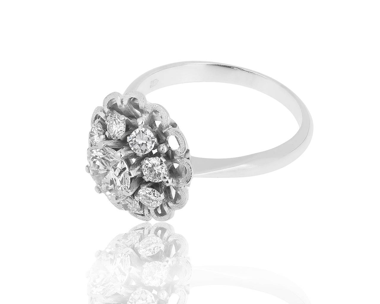 Винтажное золотое кольцо с бриллиантами 1.14ct