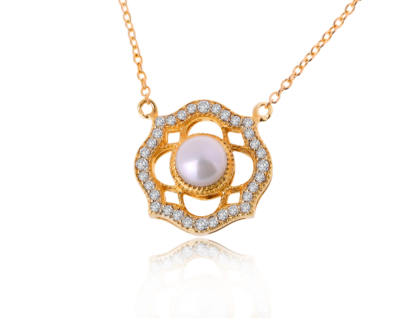 Оригинальный золотой кулон с жемчугом 5 мм Jewellery Theatre 020620/2
