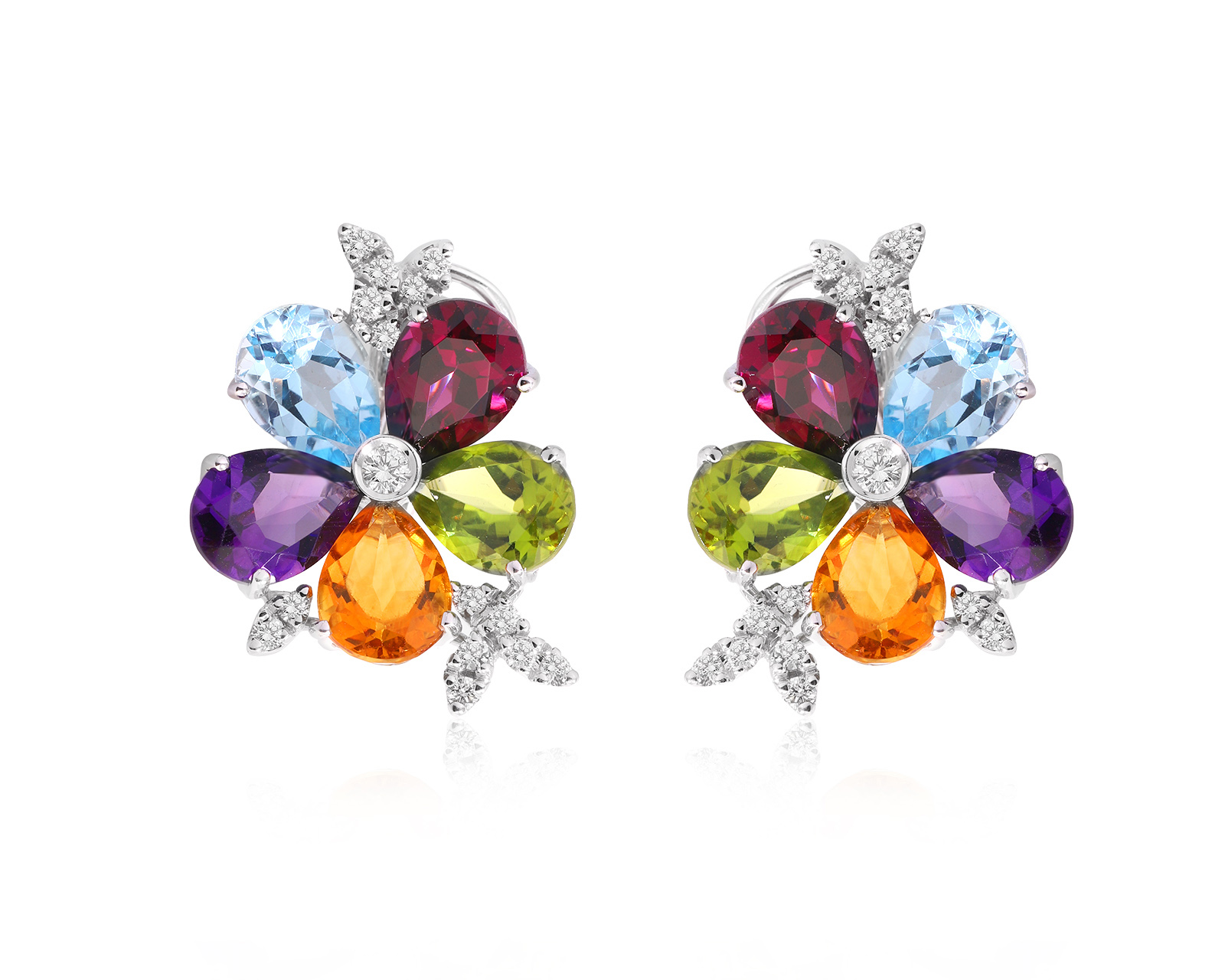 Оригинальные золотые серьги с цветными камнями 18.26ct Gruppo Errepi 220125/2