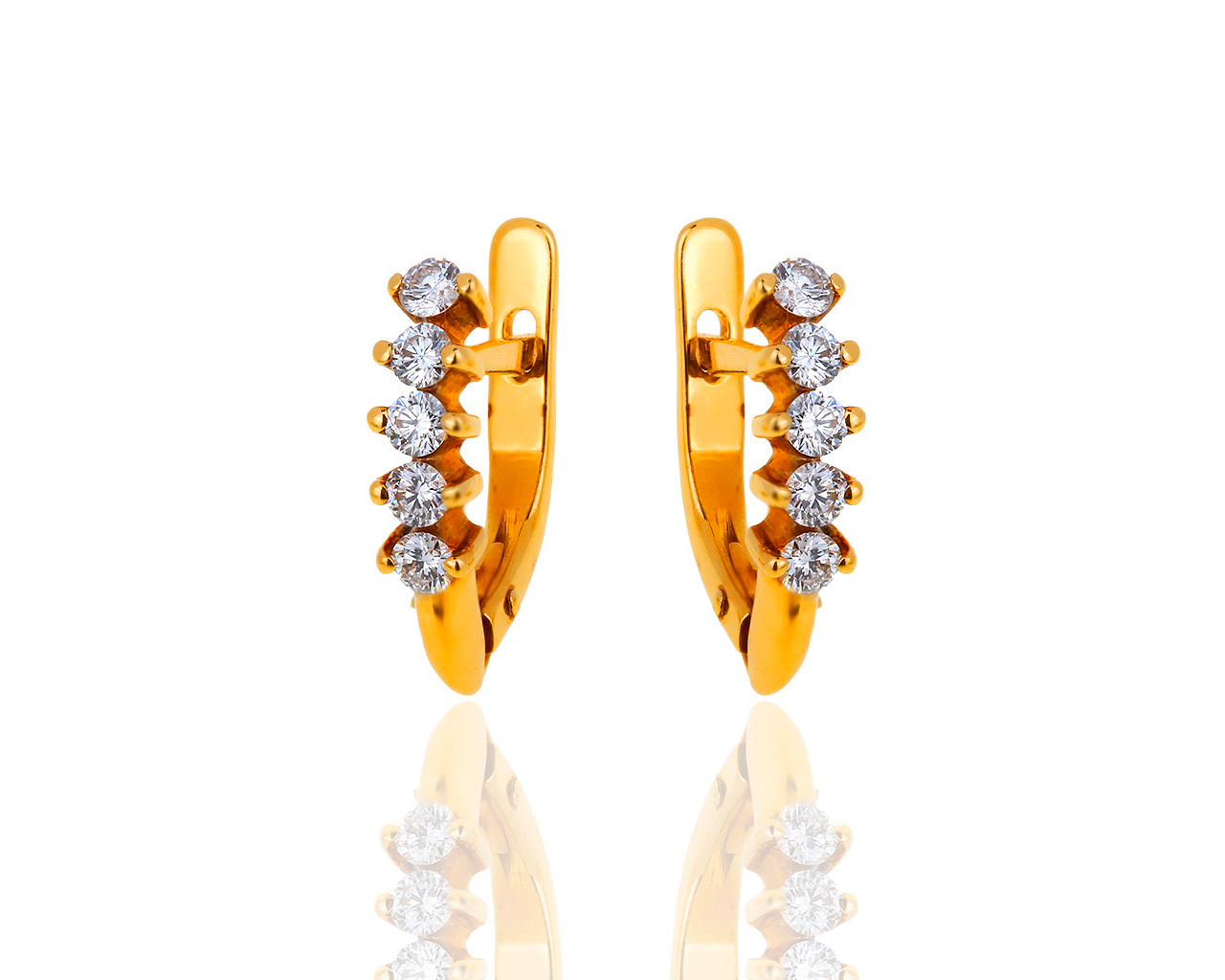 Классические золотые серьги с бриллиантами 0.33ct 200419/3