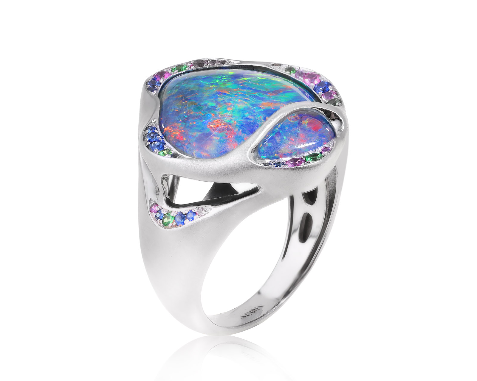 Оригинальное золотое кольцо с цветными камнями 9.62ct Mousson 030524/5