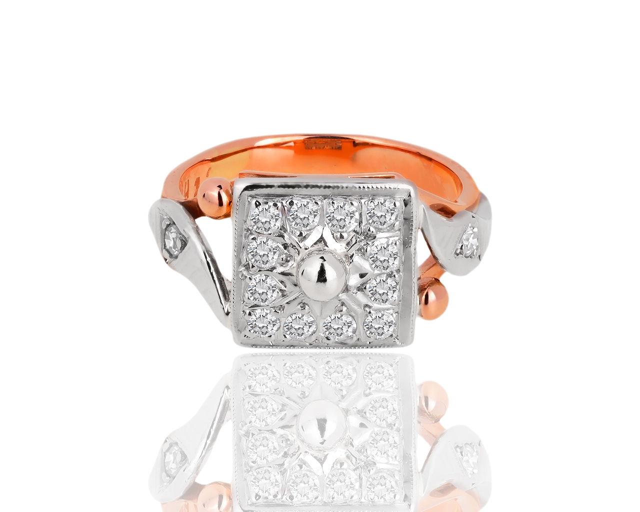 Винтажное золотое кольцо с бриллиантами 0.35ct 170318/5