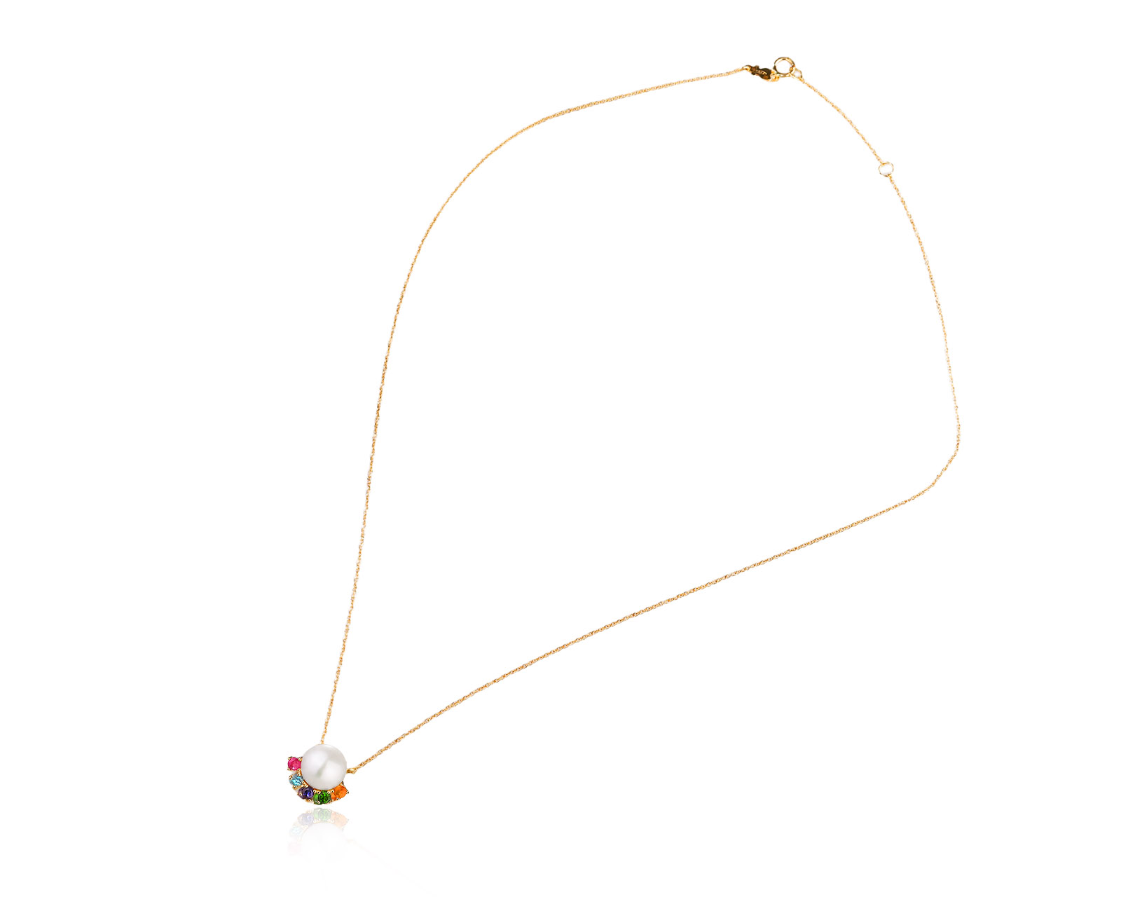 Оригинальное золотое колье с цветными камнями 0.30ct Tous