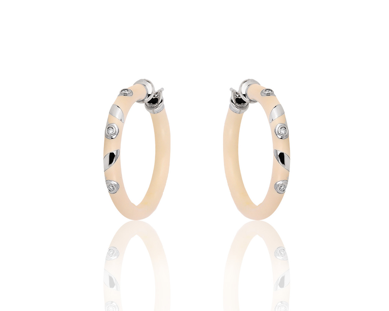 Оригинальные золотые серьги с бриллиантами 0.12ct Nouvelle Bague 240819/1