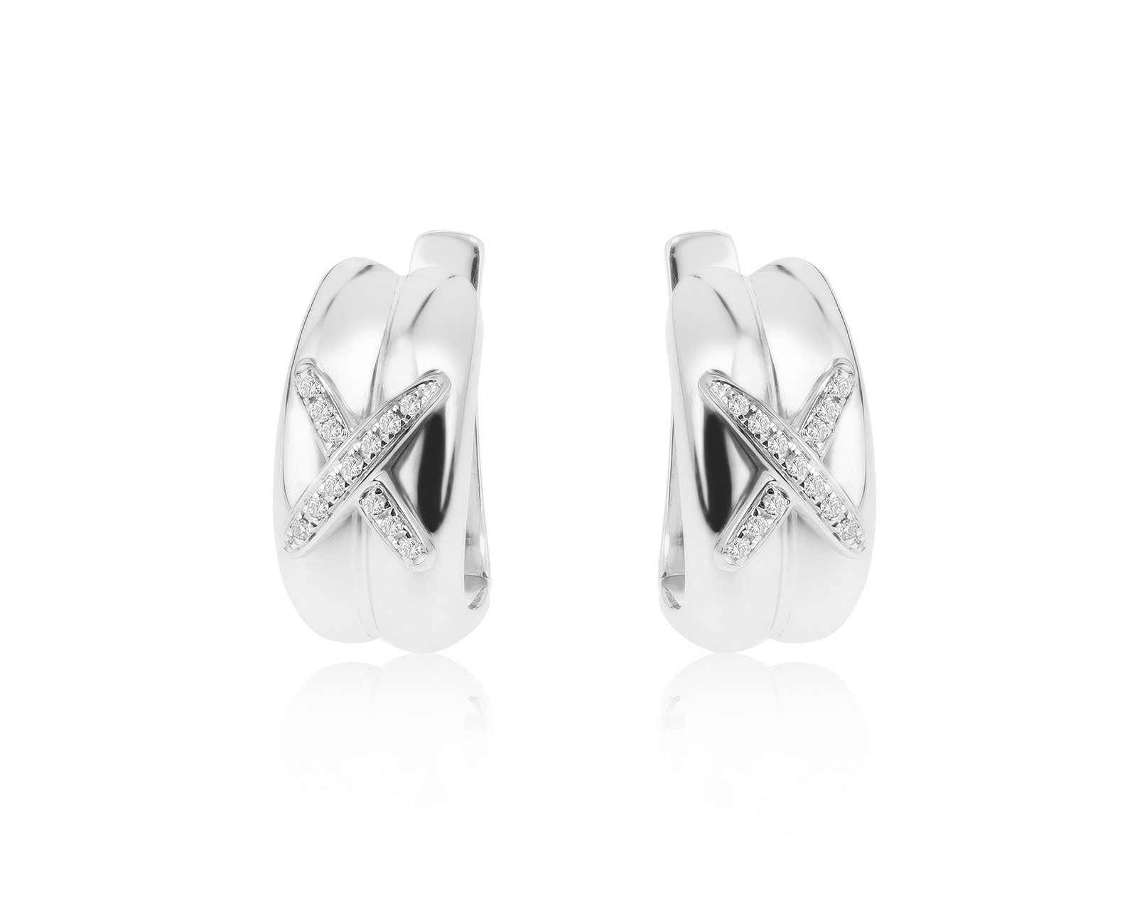 Богатые золотые серьги с бриллиантами 0.16ct