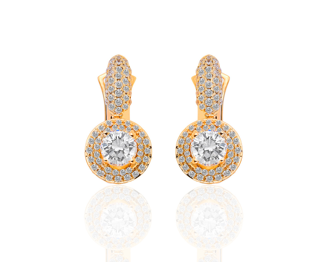 Изумительные золотые серьги с бриллиантами 2.89ct 260918/2