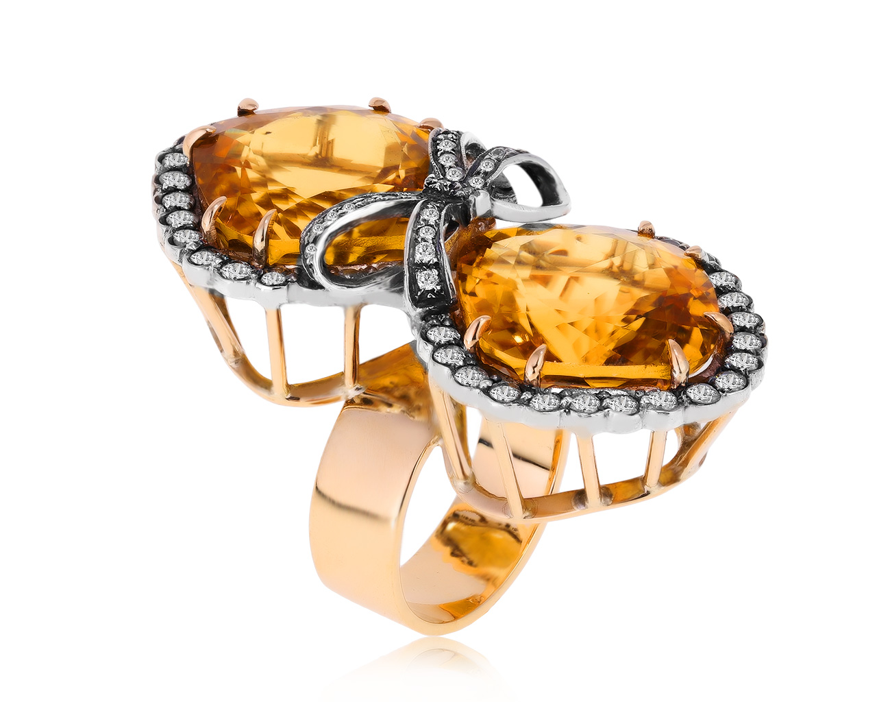 Изумительное золотое кольцо с цитринами 38.85ct