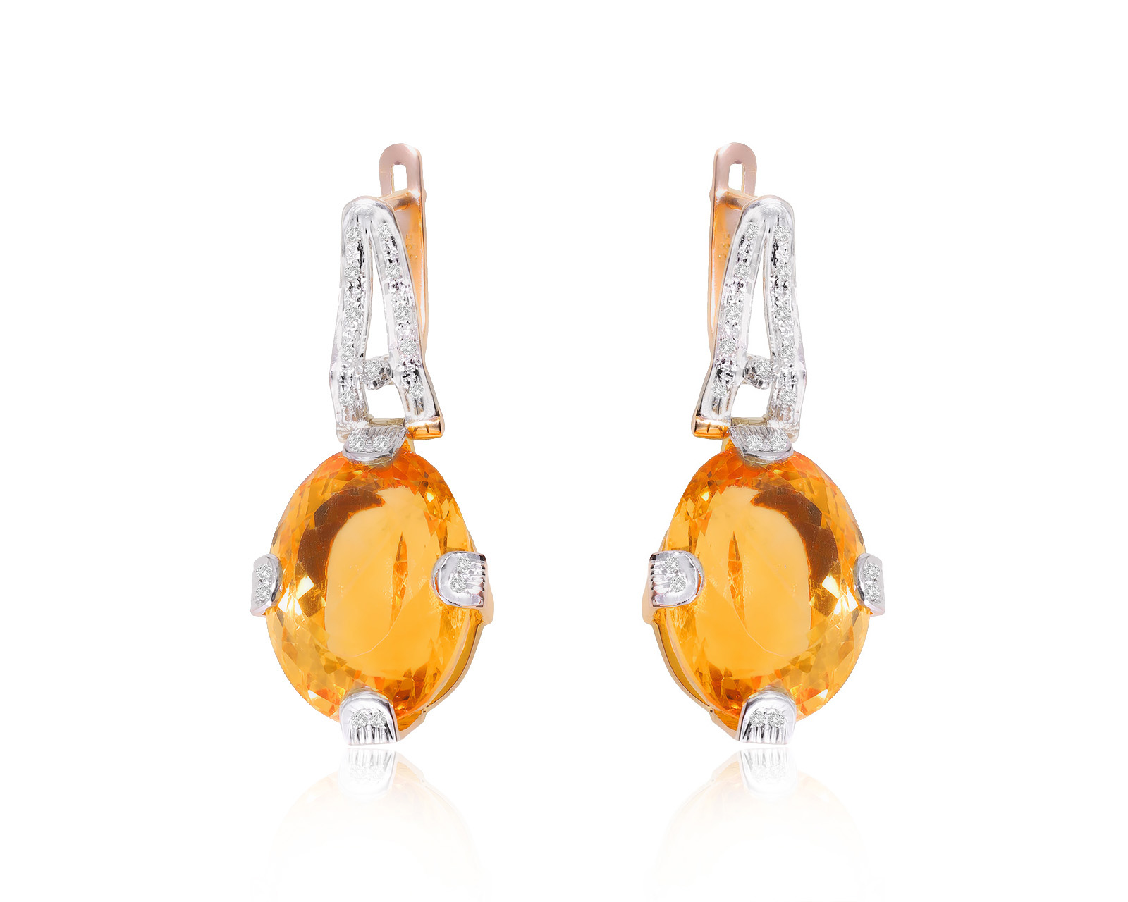 Золотые серьги с цитринами 37.60ct 240124/4