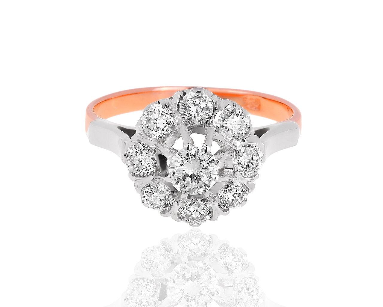 Классическое золотое кольцо с бриллиантами 0.80ct 290818/9