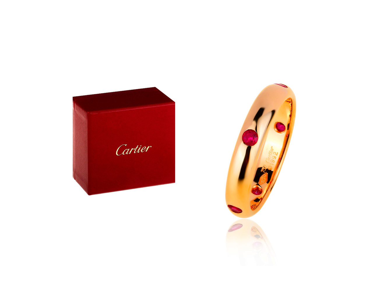 Оригинальное золотое кольцо с рубинами 0.30ct Cartier