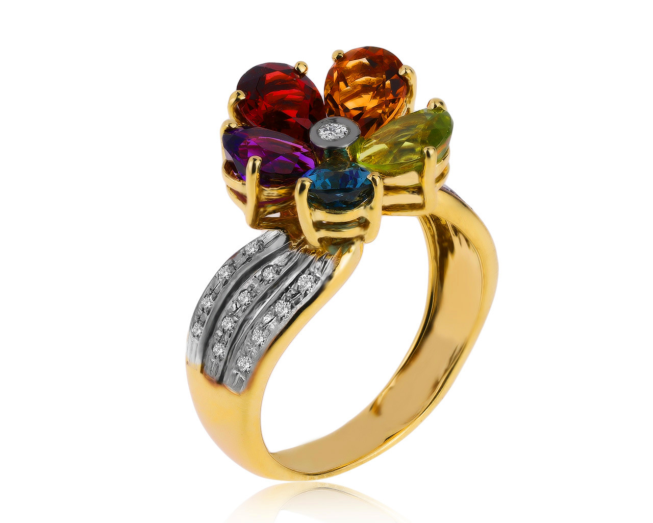 Оригинальное золотое кольцо с цветными камнями 3.73ct H.Stern