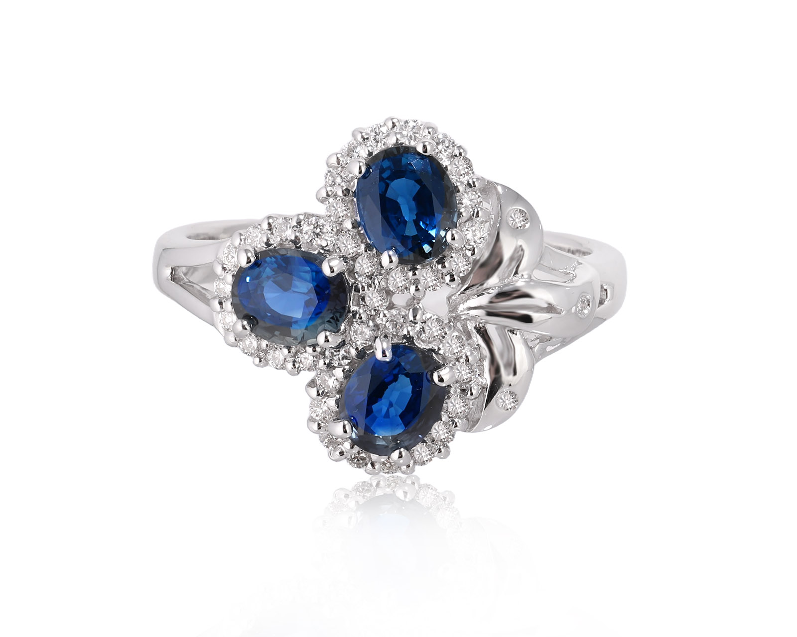 Золотое кольцо с сапфирами 1.45ct и бриллиантами 0.33ct