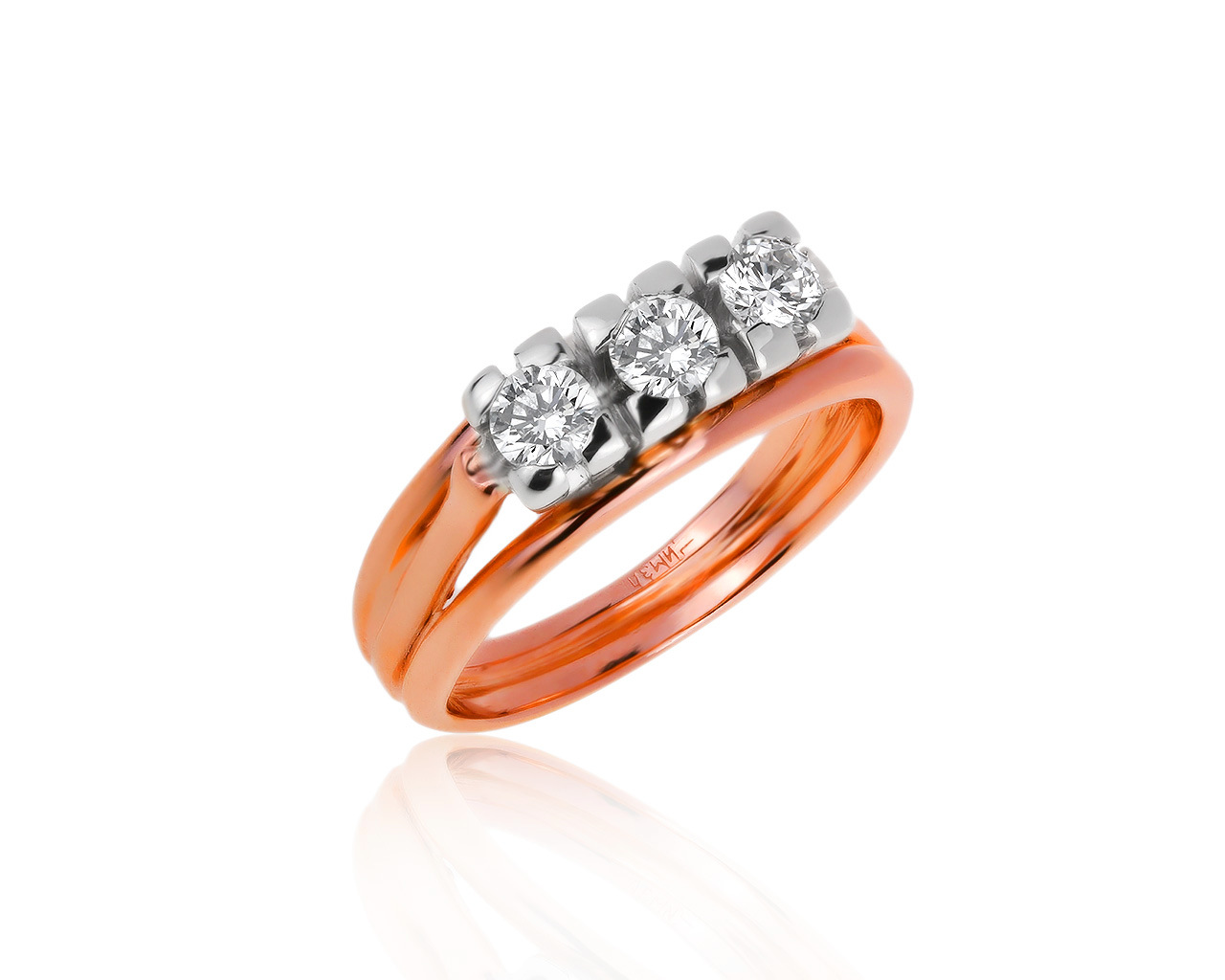 Прелестное золотое кольцо с бриллиантами 0.37ct