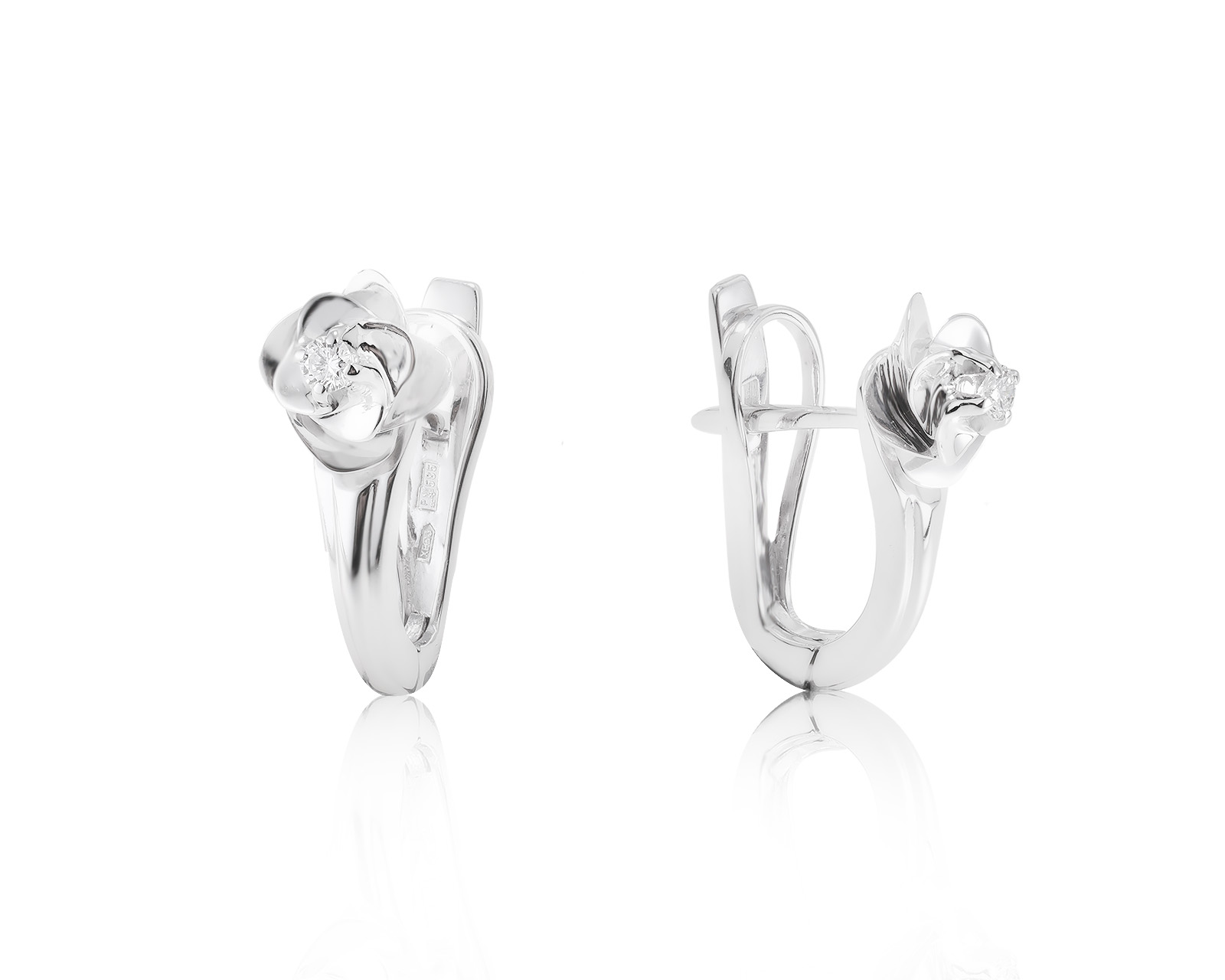 Золотые серьги с бриллиантами 0.09ct 050224/6