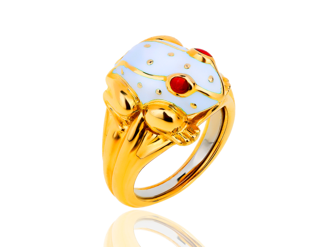 Оригинальное золотое кольцо с эмалями David Webb Frog