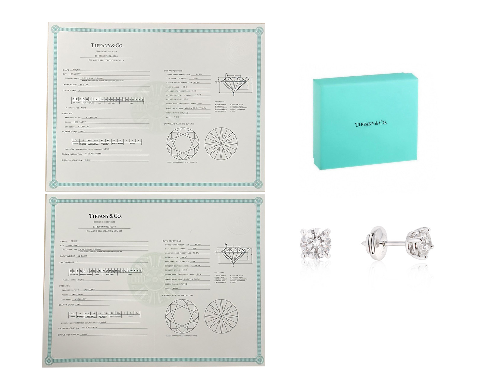 Оригинальные платиновые серьги с бриллиантами 1.18ct Tiffany&Co