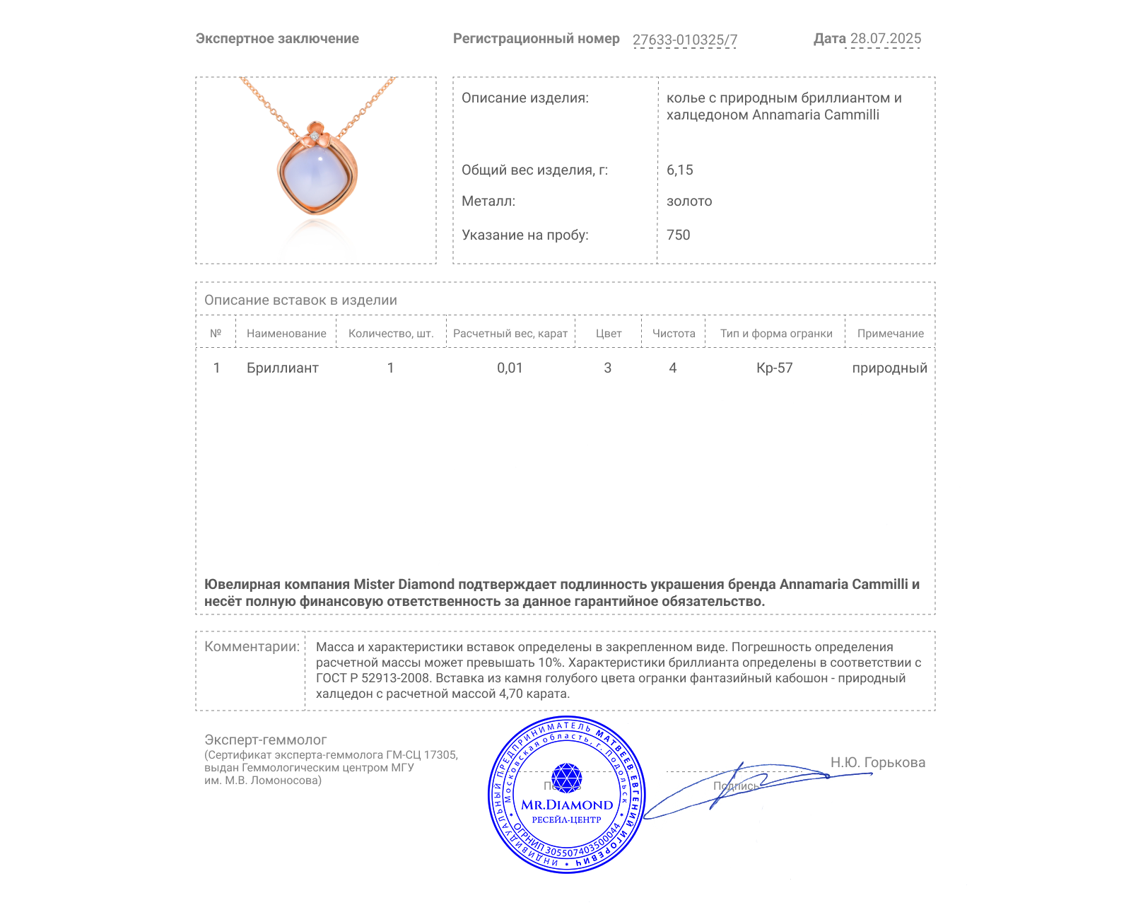 Оригинальное золотое колье Annamaria Camilli Happy Flo