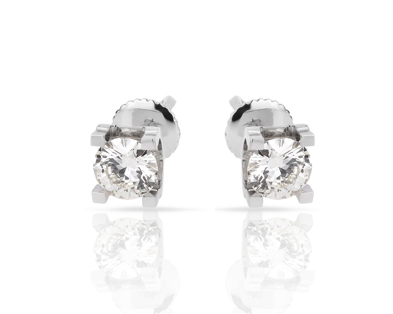 Золотые серьги пусеты с бриллиантами 2.16ct 040518/13