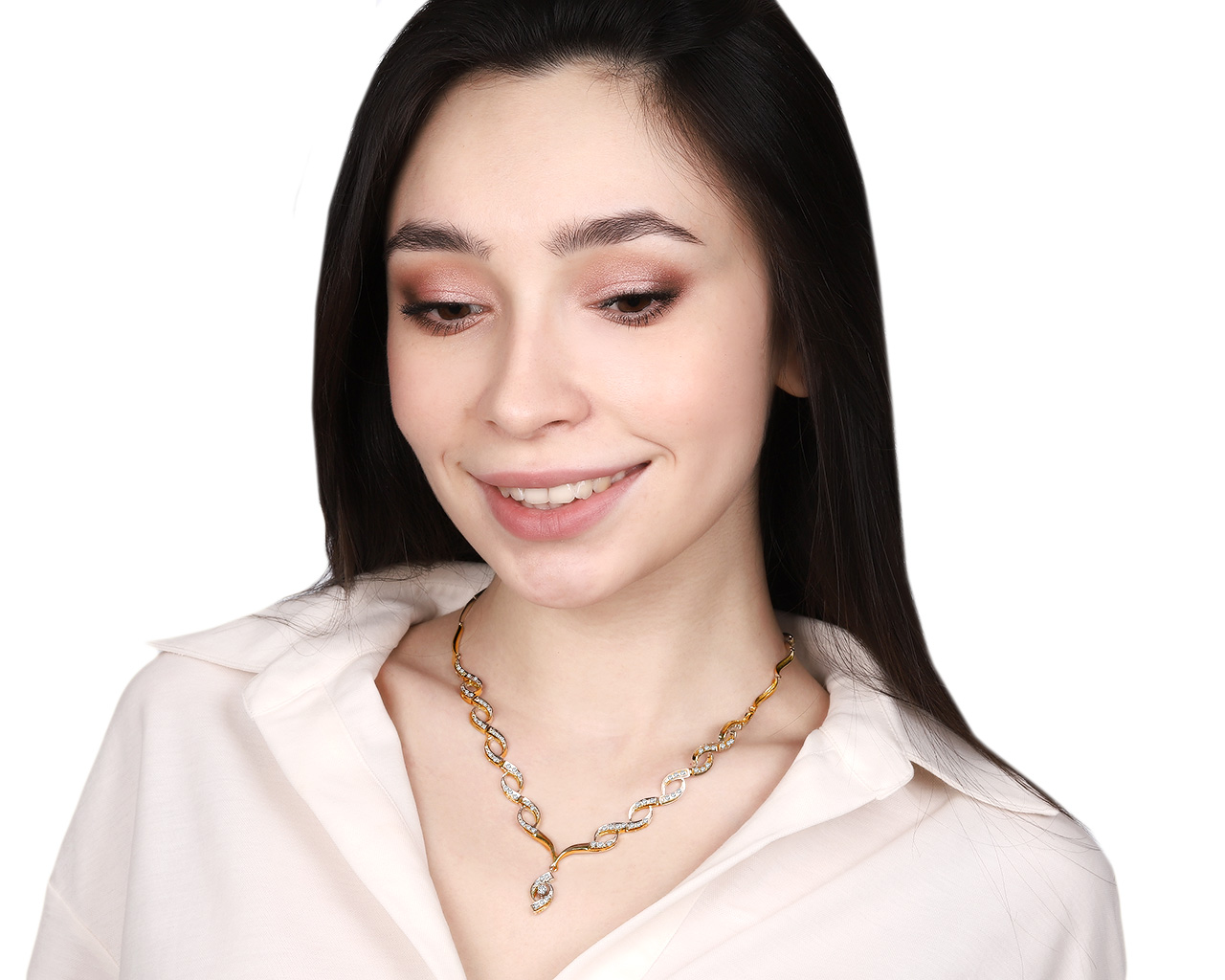 Потрясающее золотое колье с бриллиантами 1.10ct