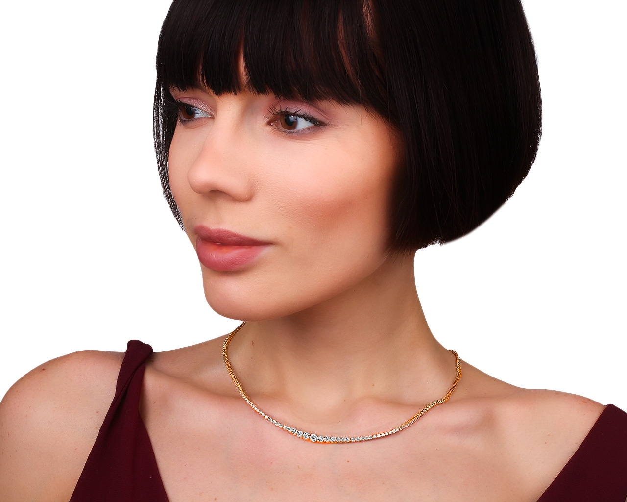 Прелестное золотое колье с бриллиантами 3.86ct