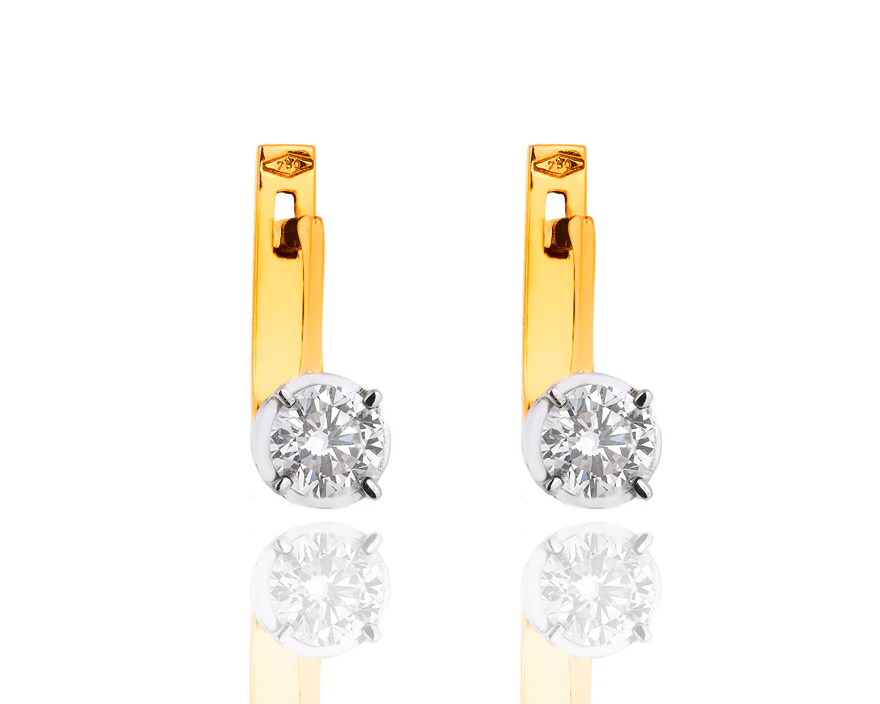 Классические золотые серьги с бриллиантами 1.36ct 280319/3