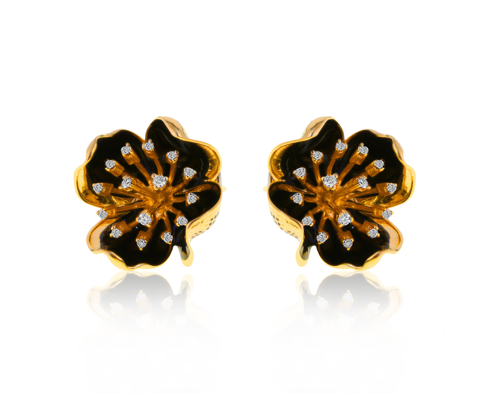 Оригинальные золотые серьги с бриллиантами 0.37ct Roberto Bravo Black Magic