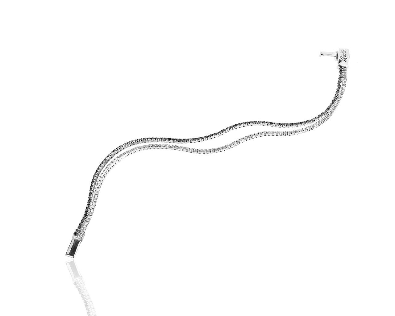 Золотой браслет с черными и белыми бриллиантами 2.25ct Recarlo