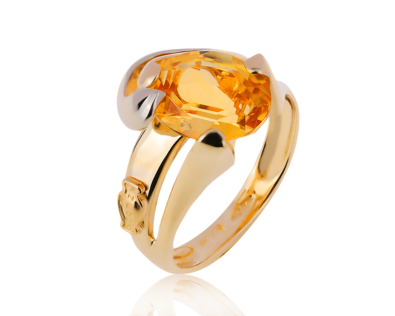 Оригинальное золотое кольцо с цитрином 1.85ct Anfora
