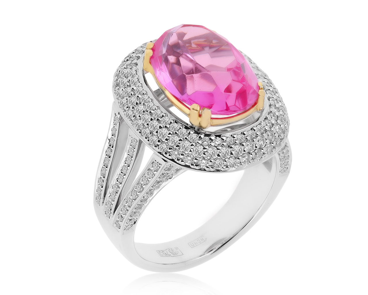 Притягательное золотое кольцо с синтетическим сапфиром 100320/12