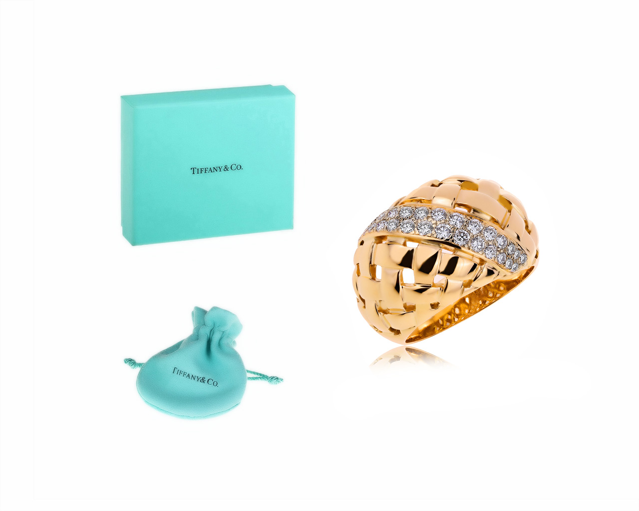 Оригинальное золотое кольцо с бриллиантами 0.75ct Tiffany&Co