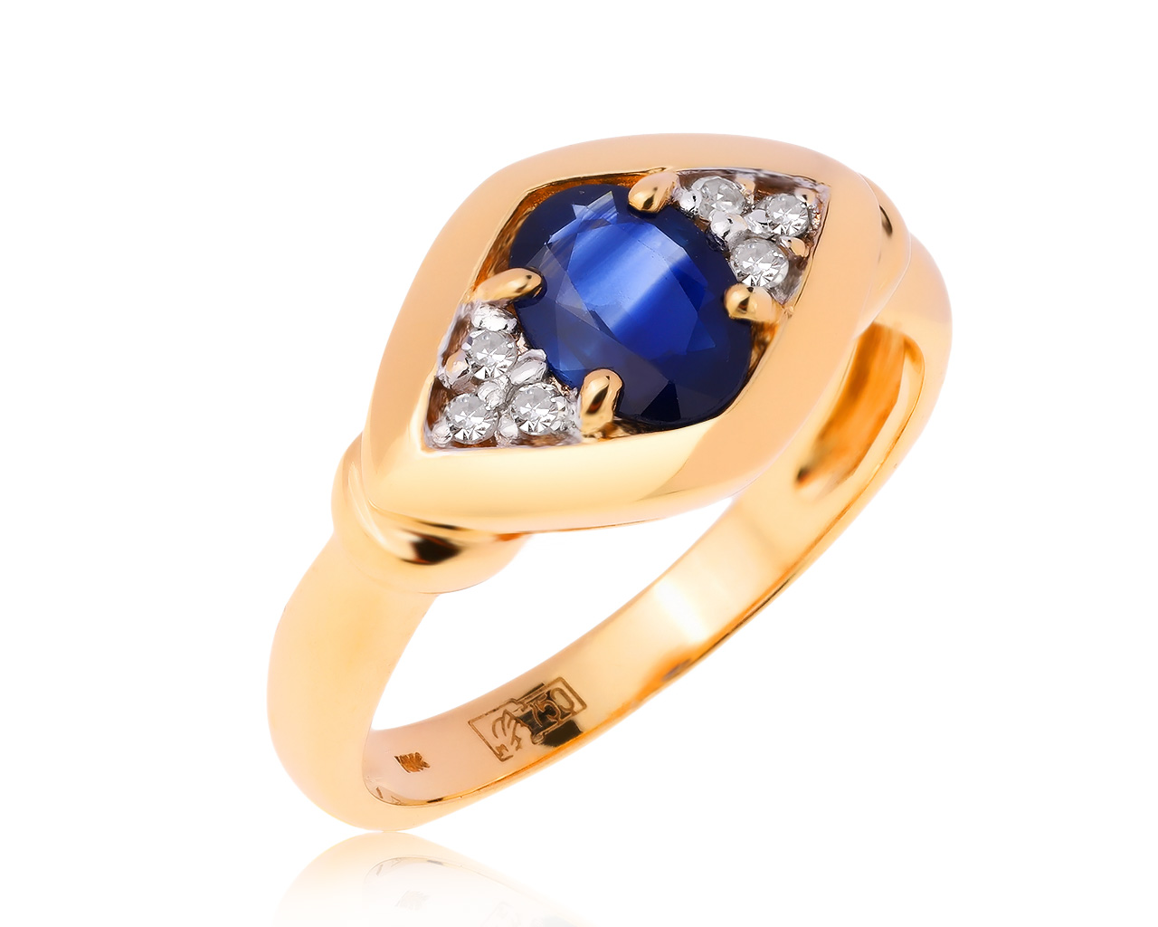 Красивое золотое кольцо с сапфиром 0.51ct