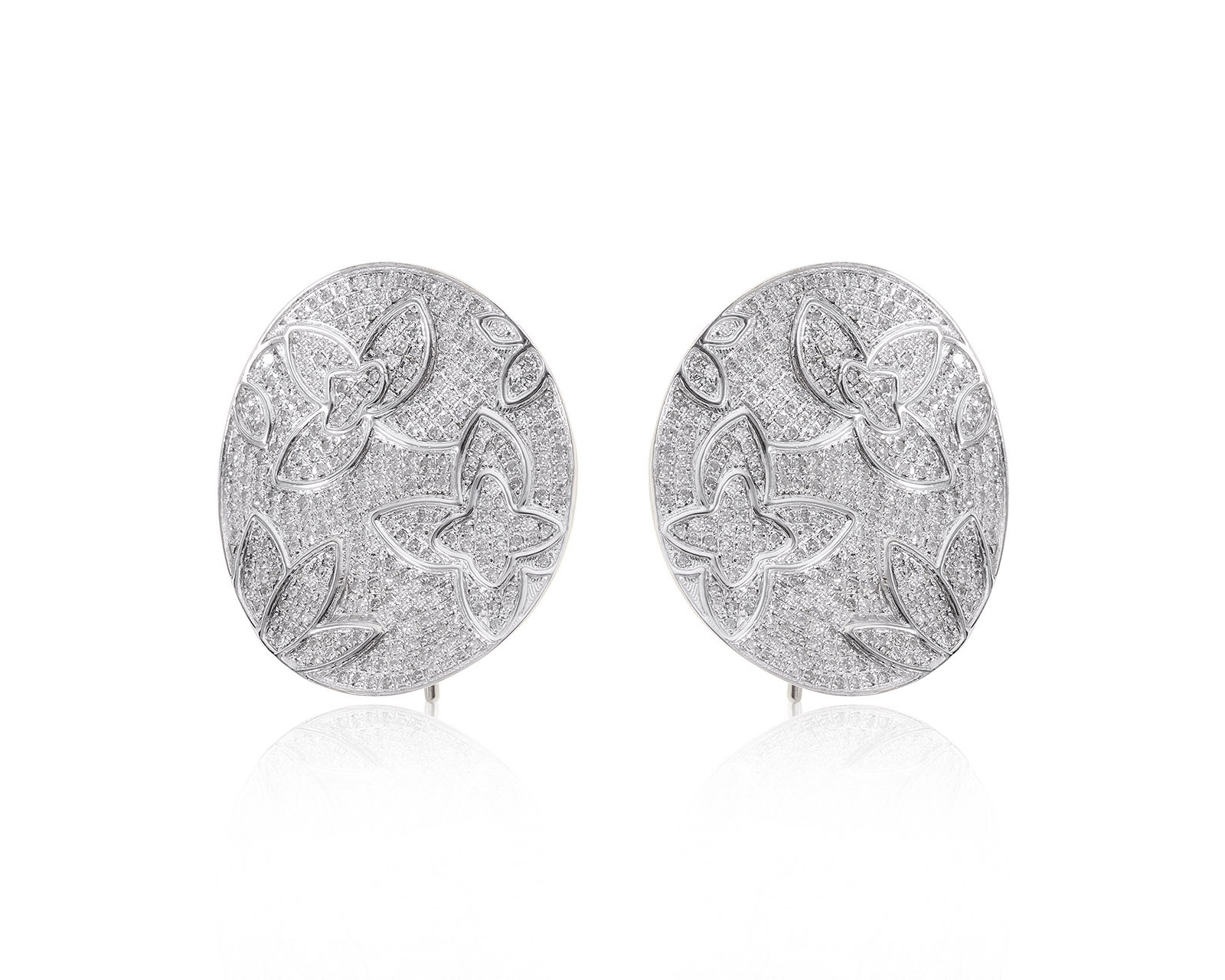 Изысканные золотые серьги с бриллиантами 2.40ct