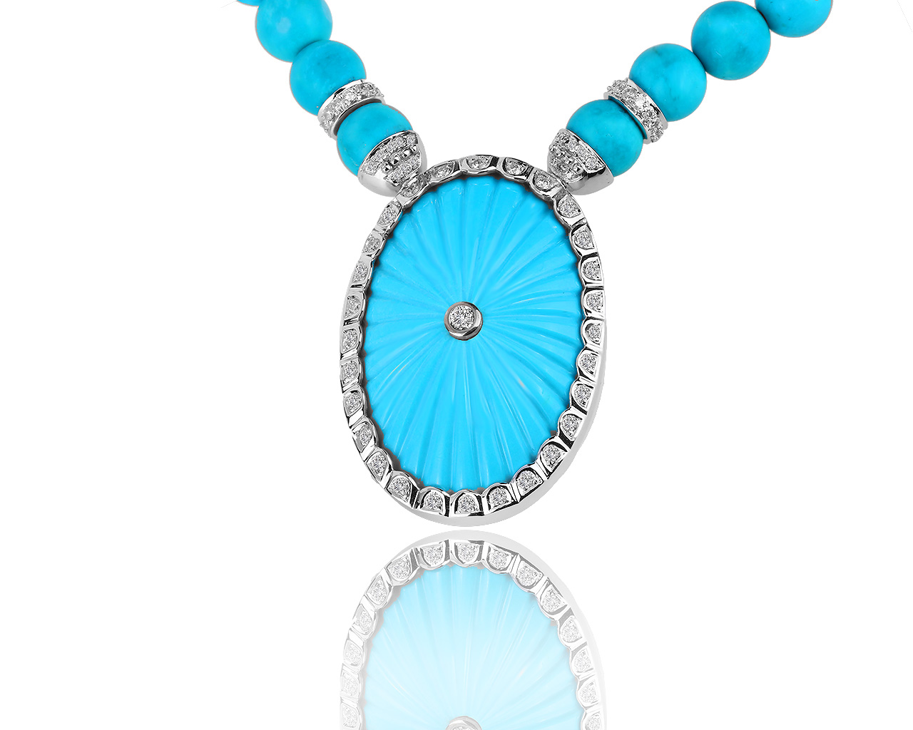 Золотое колье с бирюзой и бриллиантами 1.15ct 210716/1