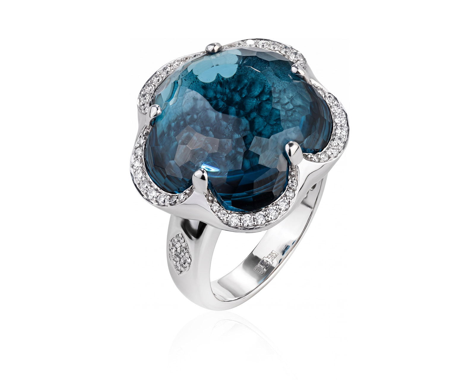 Золотое кольцо с топазом 19.25ct и бриллиантами 0.31ct 160726/7