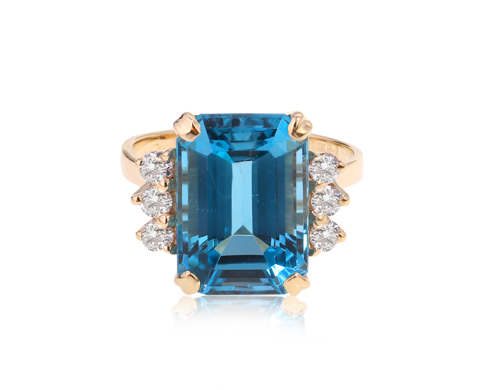 Золотое кольцо с топазом London Blue 8.60ct