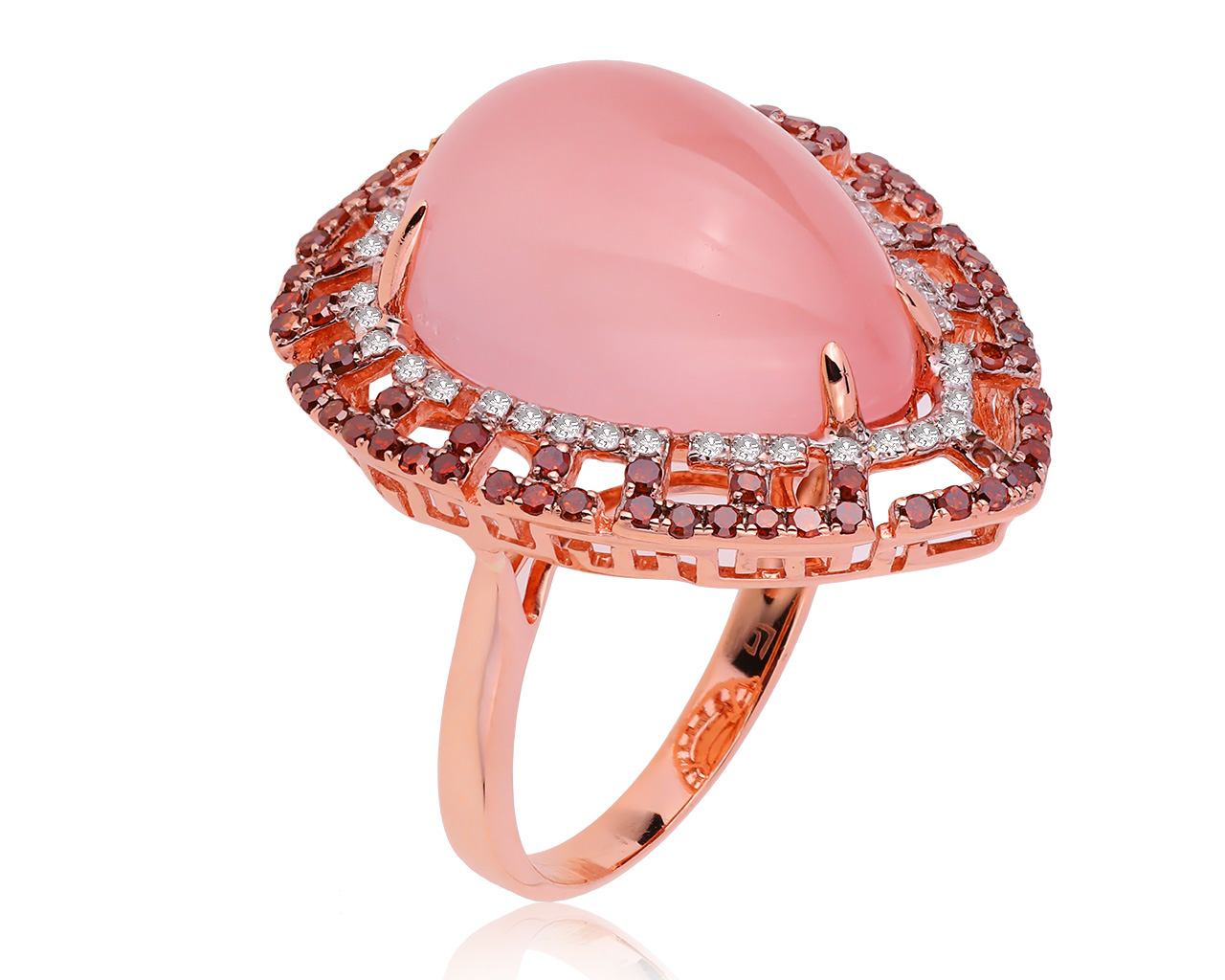 Потрясающее золотое кольцо с розовым кварцем 14.17ct