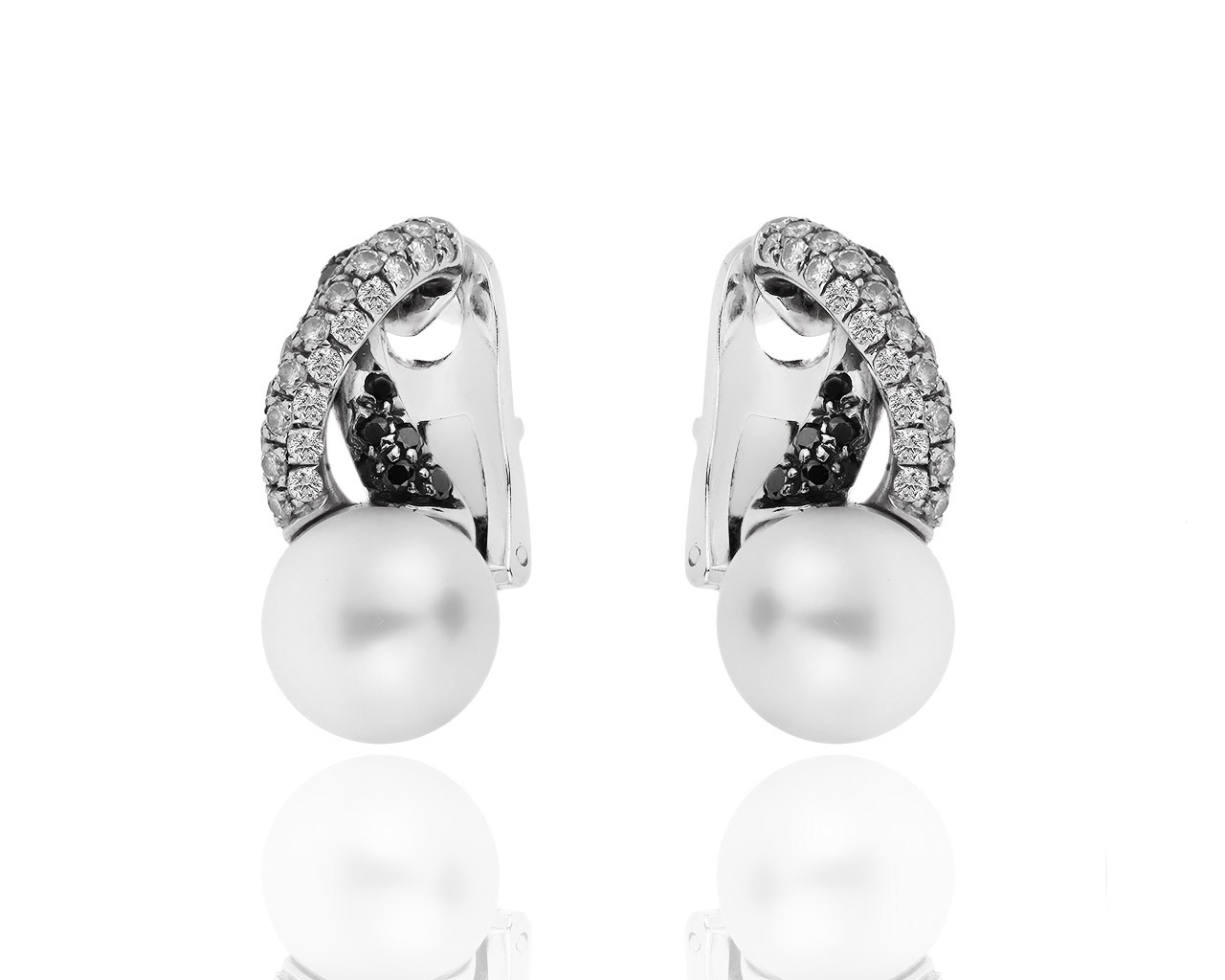 Оригинальные золотые серьги с жемчугом и бриллиантами 0.98ct Mikimoto 260319/25