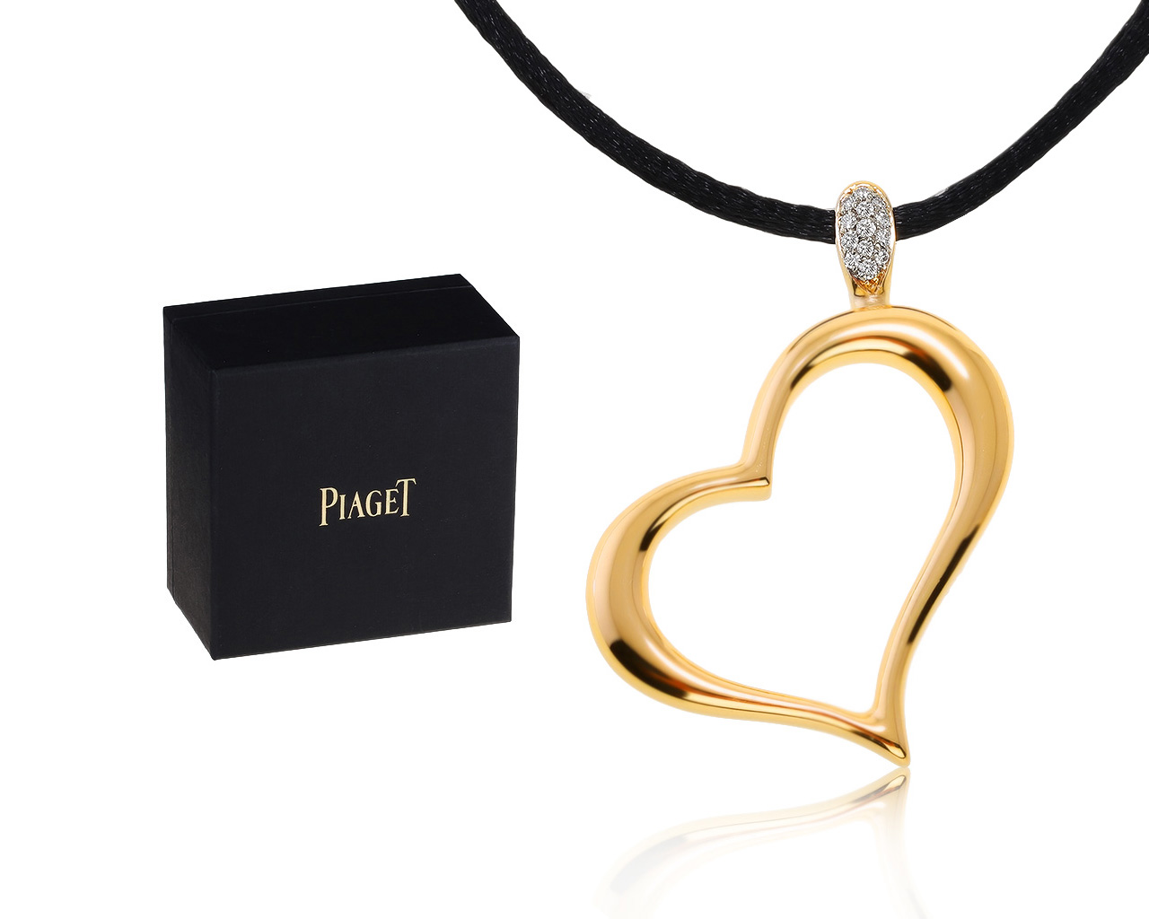 Оригинальный золотой кулон с бриллиантами 0.09ct Piaget Heart