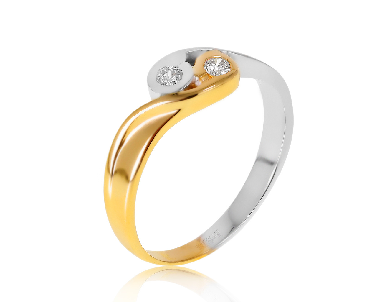 Изящное золотое кольцо с бриллиантами 0.10ct 081220/4