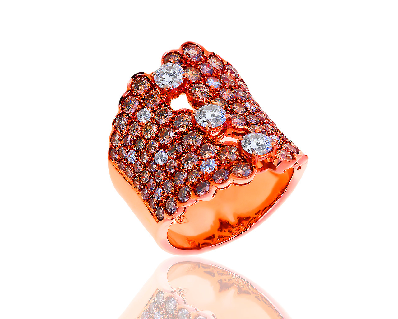 Оригинальное золотое кольцо с бриллиантами 3.44ct Leo Pizzo 090819/47