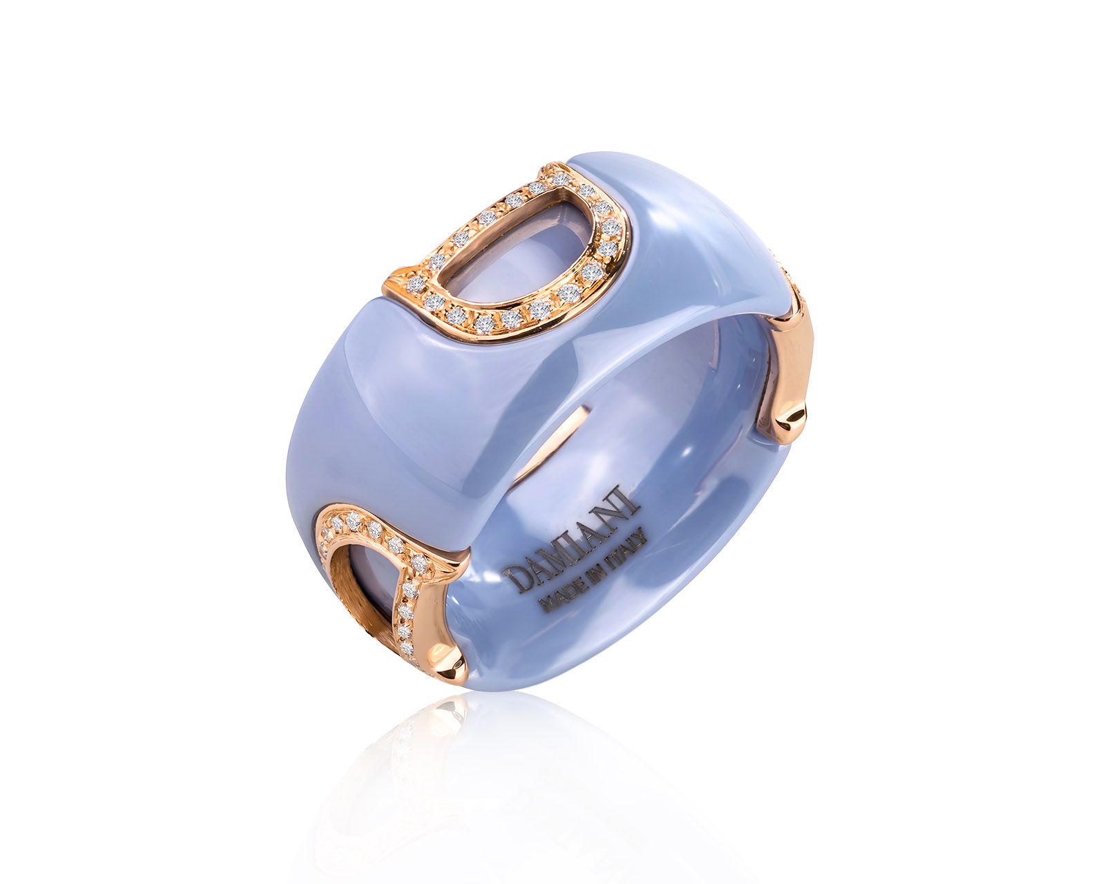 Оригинальное золотое кольцо с бриллиантами 0.20ct Damiani D.Icon Blue Ceramic 160826/1