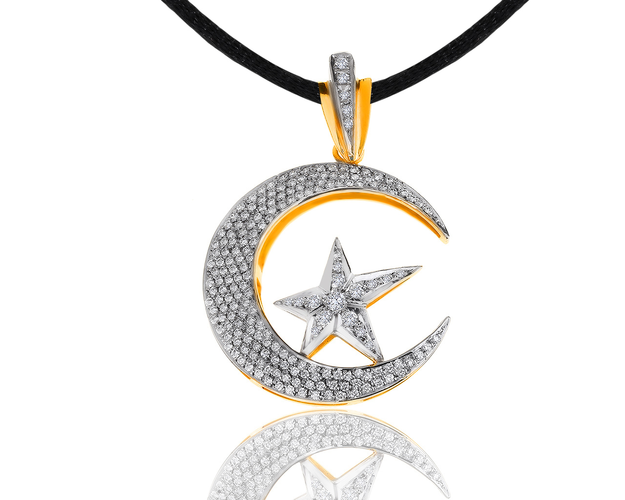 Волшебный золотой кулон с бриллиантами 3.40ct 120819/6