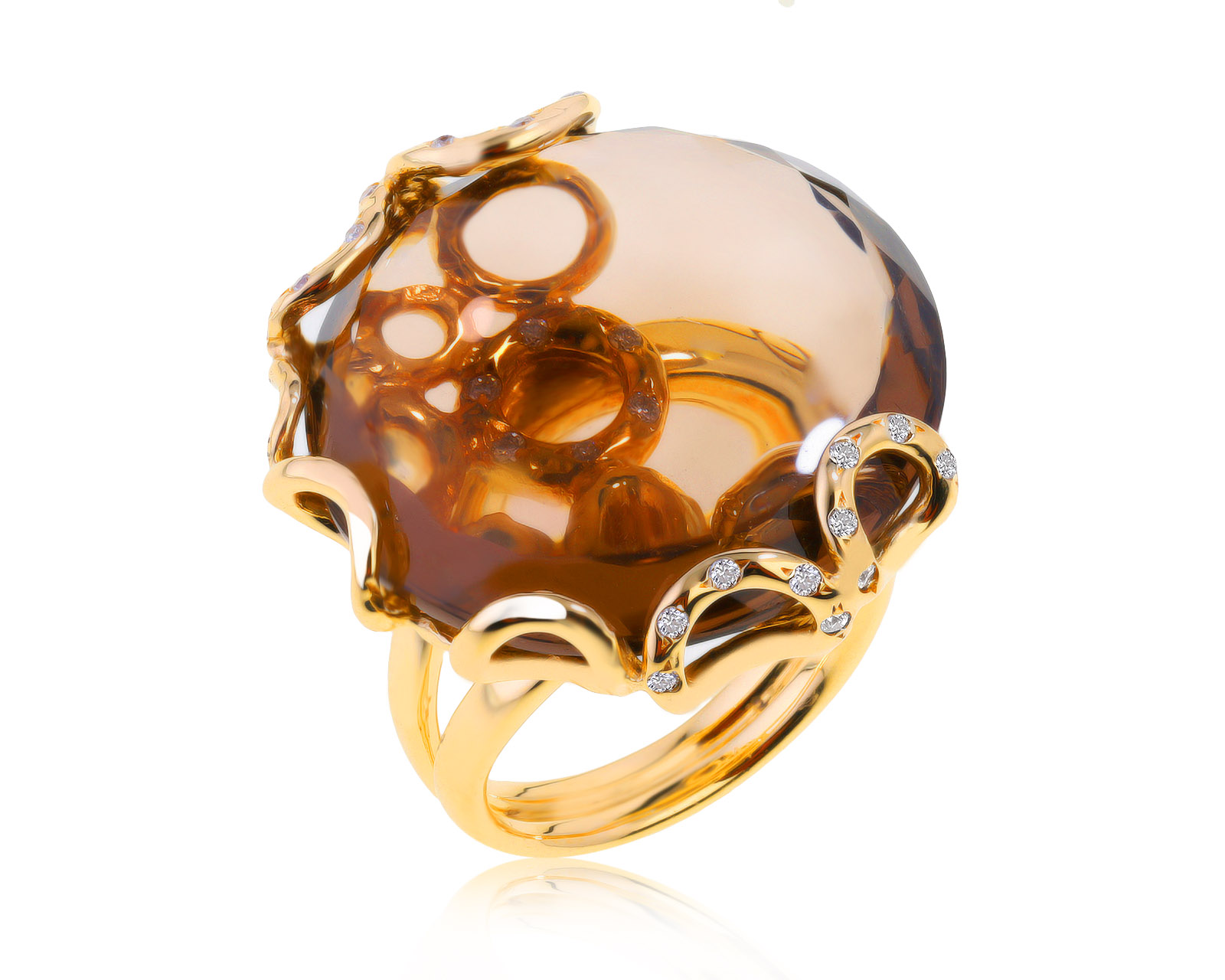 Оригинальное золотое кольцо с раухтопазом 30.88ct Calgaro